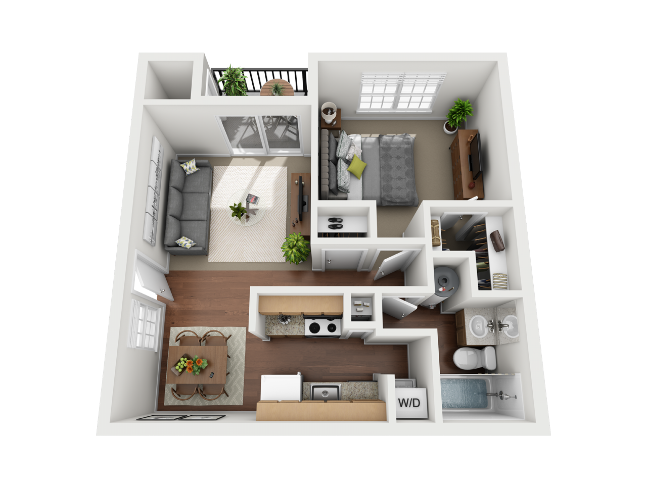Quail Crossing one bedroom apartment floor plan